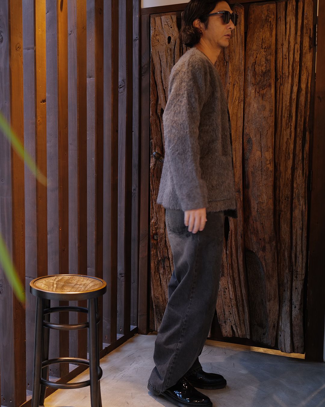 MINEDENIM -EF.Wool Interlock Border Print Crewneck L/S Pullover -