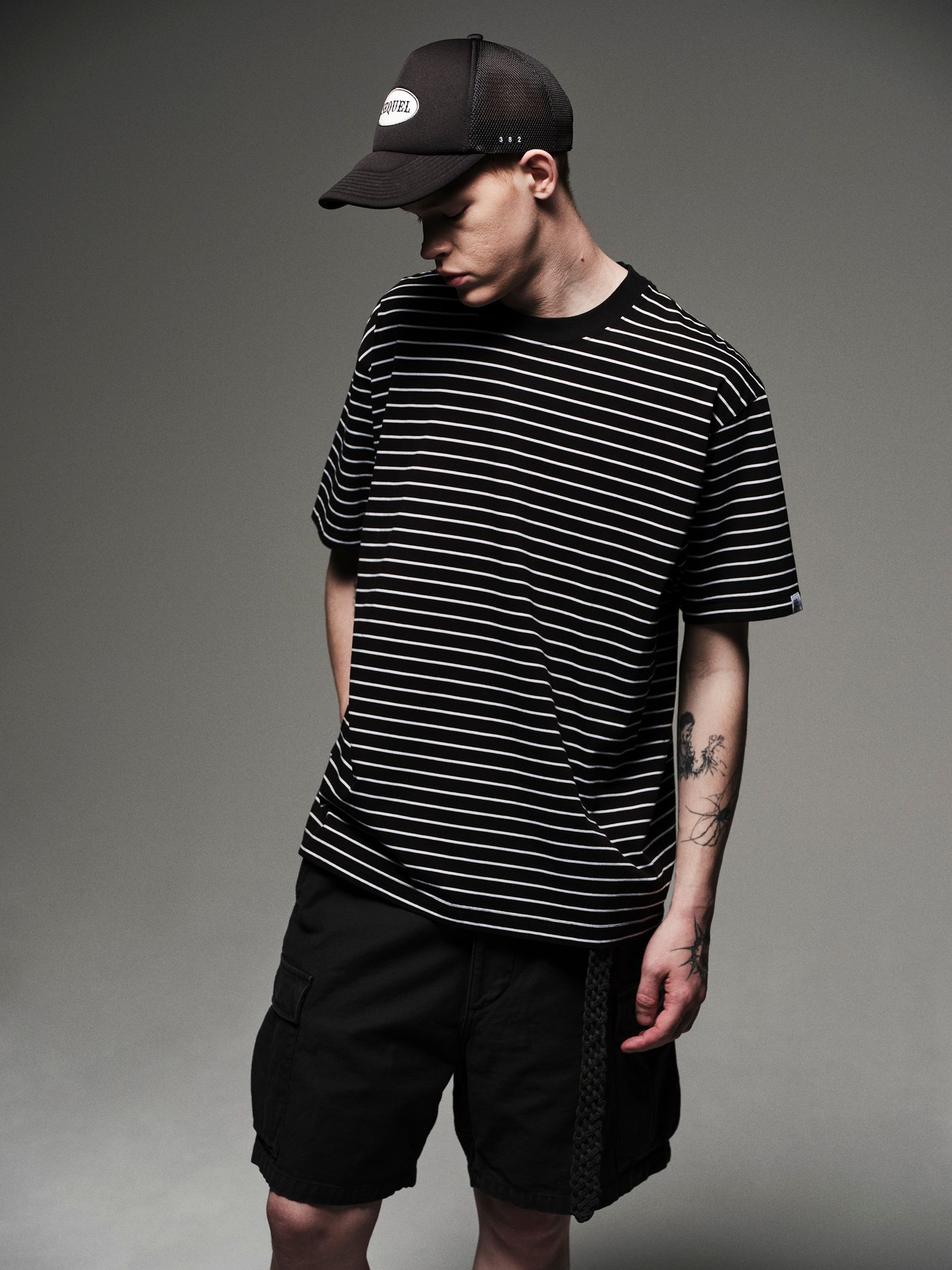 HIGH GAUGE BORDER T-SHIRT  [BLACK]