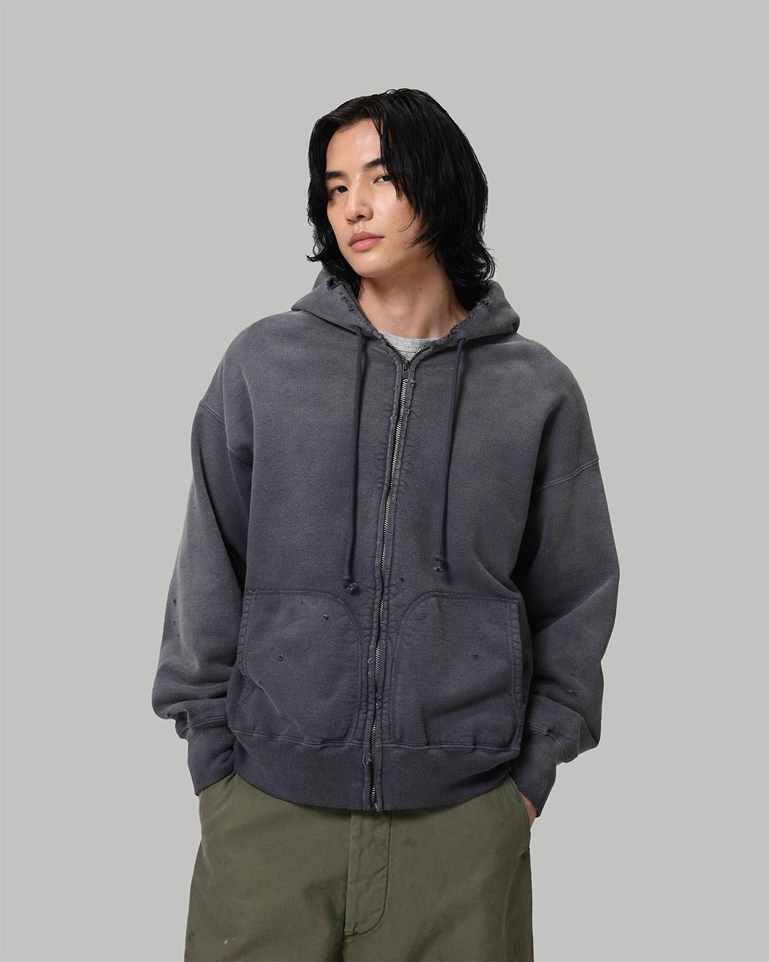 BWU-WZH / WEATHERED ZIP HOODIE - EGGPLANT
