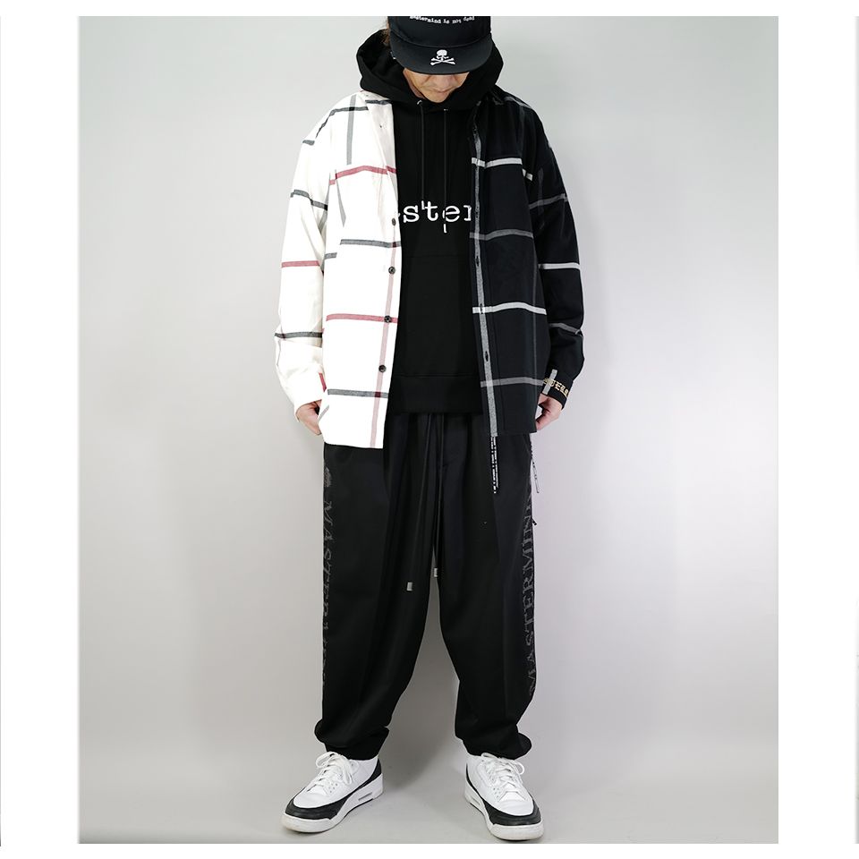 Last1 L 【mastermindJAPAN】 VERTICAL SPLIT PLAID SHIRT  BLACK x WHITE PLAID( BIG )