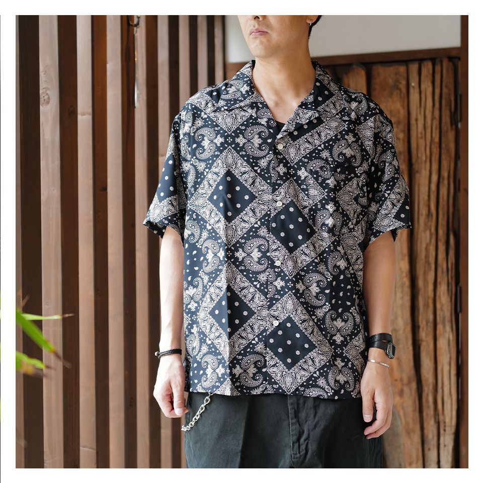 SEQUEL - 【Last1 L】SQ-23SS-SH-03 OPEN COLLAR SHIRT NAVY | River