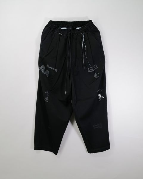 【MASTERMIND WORLD】 DOODLE PRINT WIDE EASY PANTS  BLACK