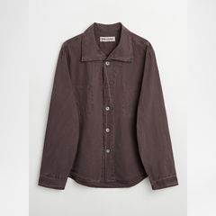 【Last1 Size48】 FUNNEL SHIRT  Charcoal Bordeaux Dense Poplin