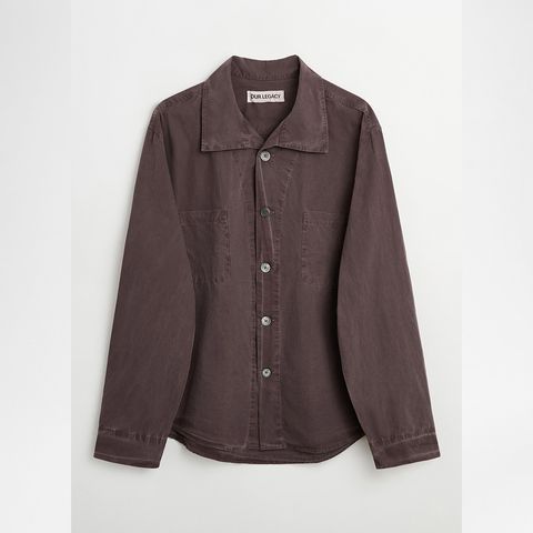 【Last1 Size48】 FUNNEL SHIRT  Charcoal Bordeaux Dense Poplin