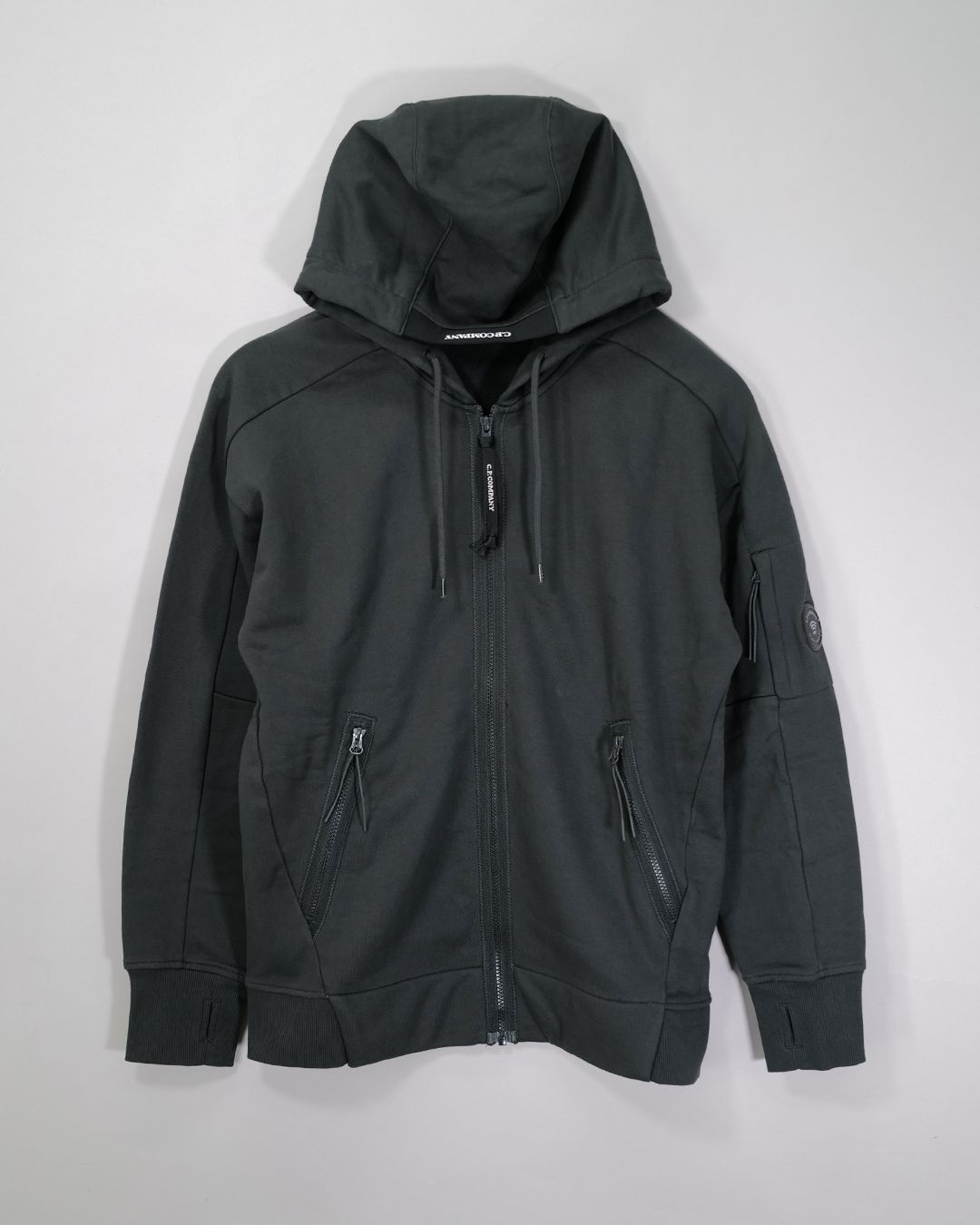 Diagonal Raised Fleece Goggle Zip Sweatshirt RAVEN