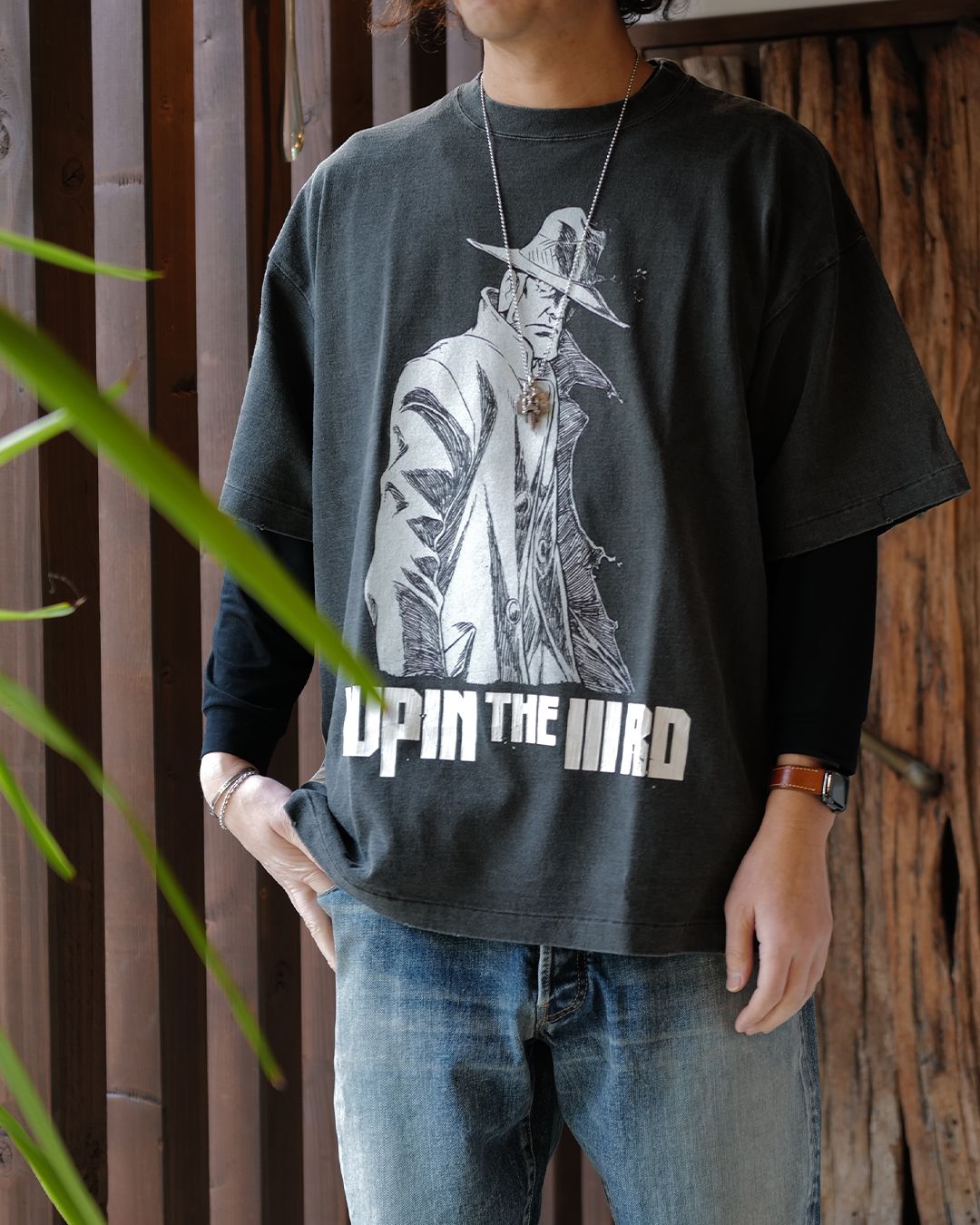 [LUPIN THE IIIRD]  S/S T-Shirt (ZENIGATA/LUPIN) Black