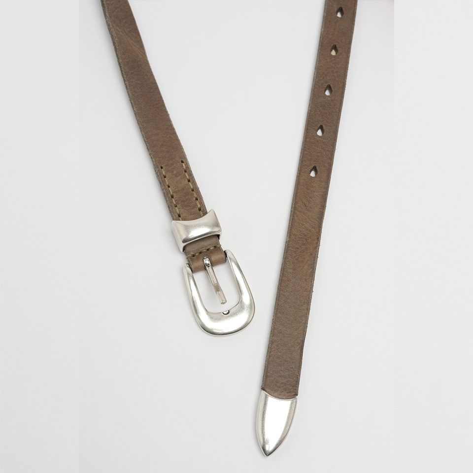 OUR LEGACY - 2 CM BELT Grey Leather | River