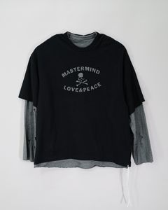 【MASTERMIND WORLD】 REVERSIBLE DISTRESSED TEE   BLACK x TOP GRAY