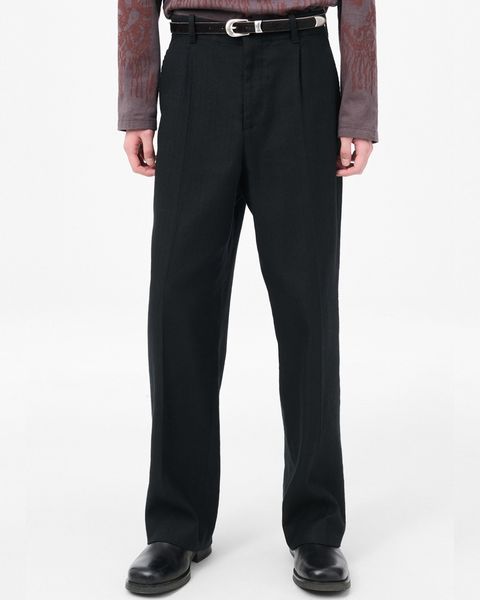 BORROWED CHINO   Coal Black Link Stripe Weave
