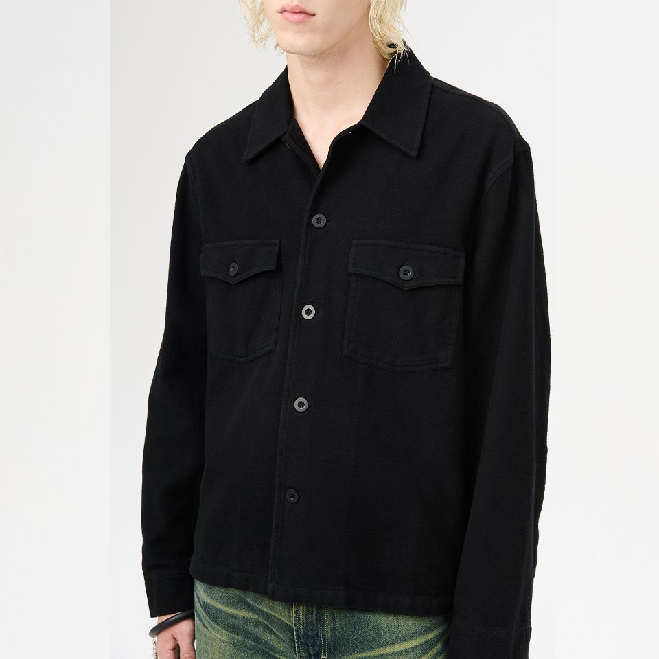 EVENING COACH JACKET  Black Brushed Cotton