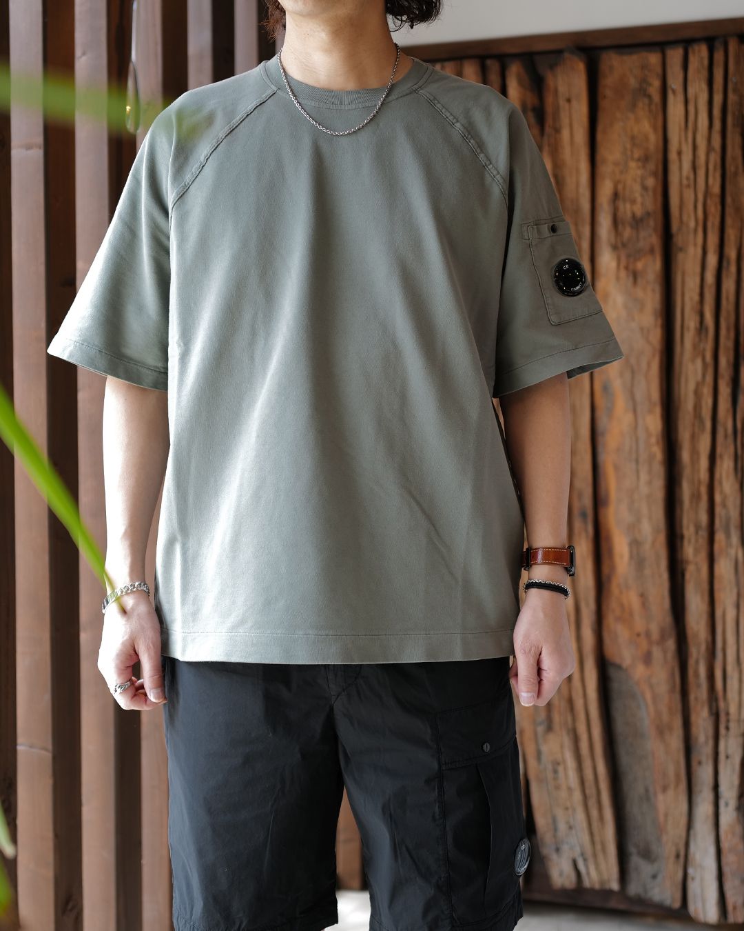 LIGHT FLEECE SHORT SLEEVE SWEATSHIRT  [GUNMETAL]