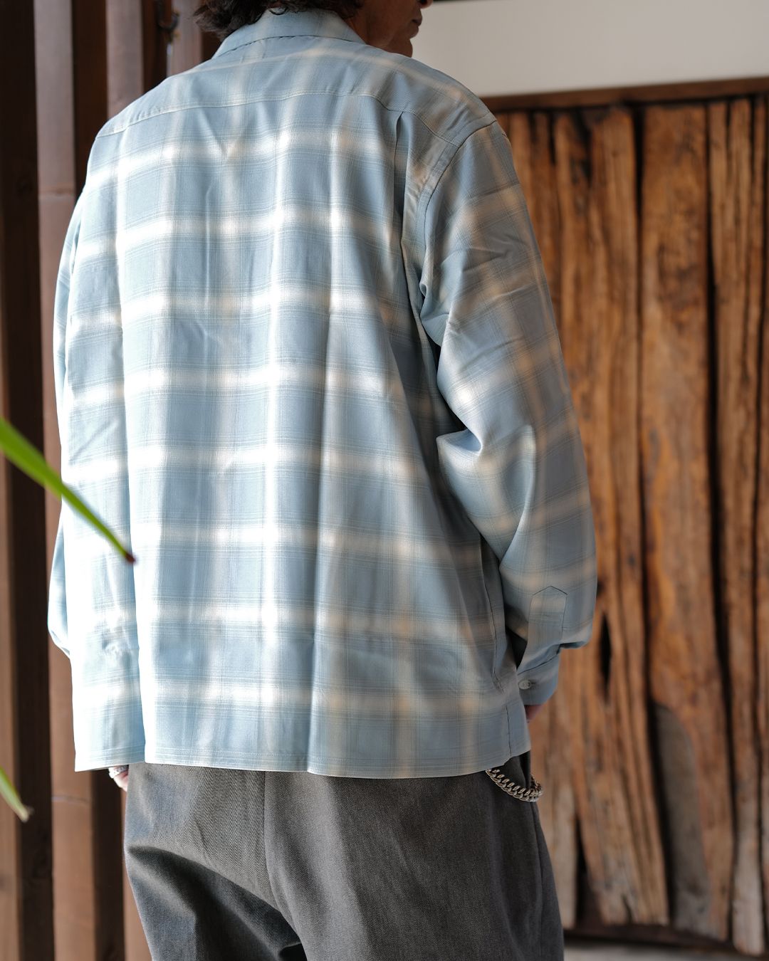 OMBRE CHECK LONG SLEEVE SHIRT [SAXE]