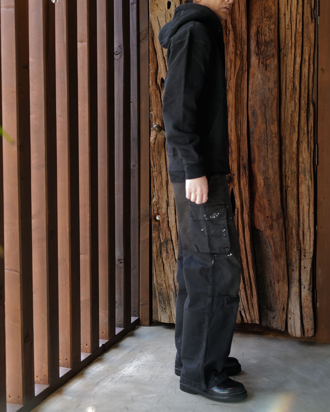 RASCAL HOOD  Washed Black Star Fleece