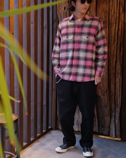 MINEDENIM -Heavy Cotton Flannel Ombre Work Shirt -