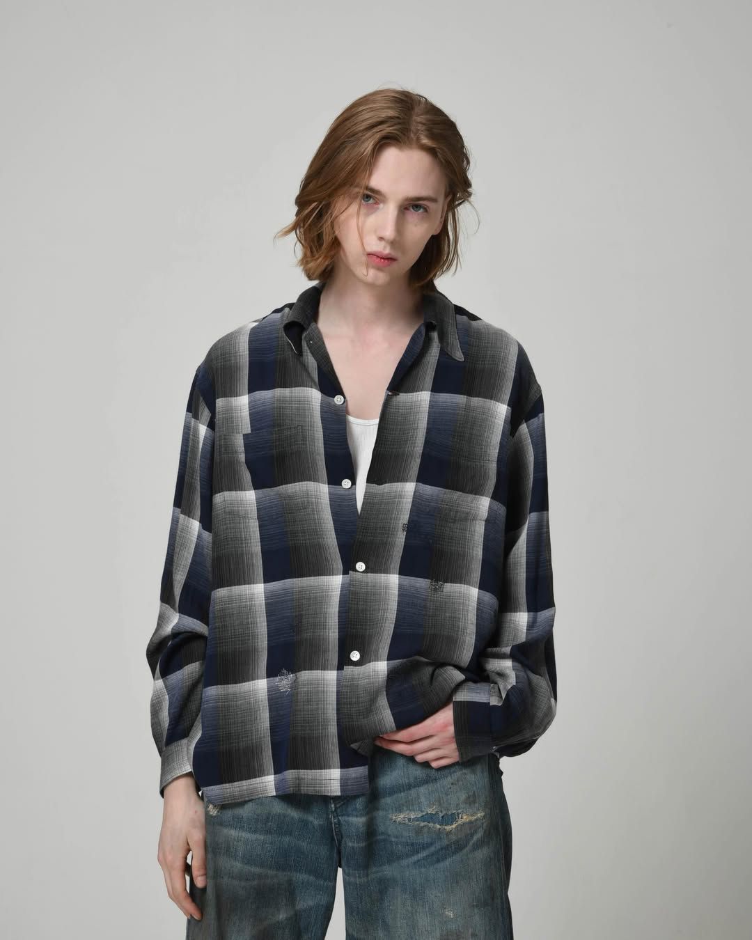 BWU-CRS / CHECK RAYON SHIRT