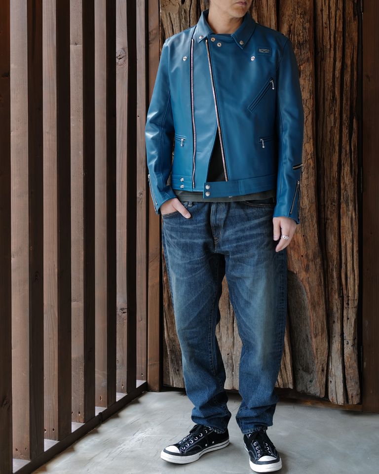 Lewis Leathers Cyclone -サイクロン- 【Tight-Fit】 (ホースレザー / 裏地:タータンチェック/) VintageTurquoise