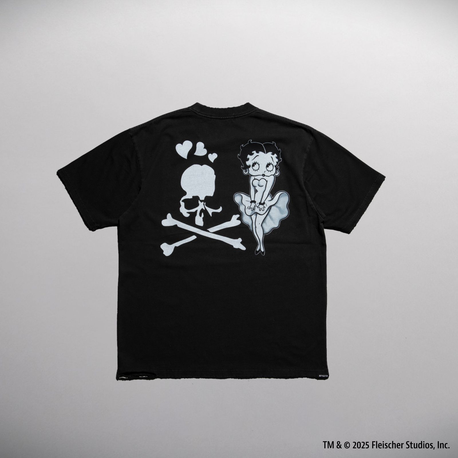 【MASTERMIND WORLD】 xBETTY BOOP S/S TEE ( DAMEGED ) MONOCHROME <REGULAR FIT>