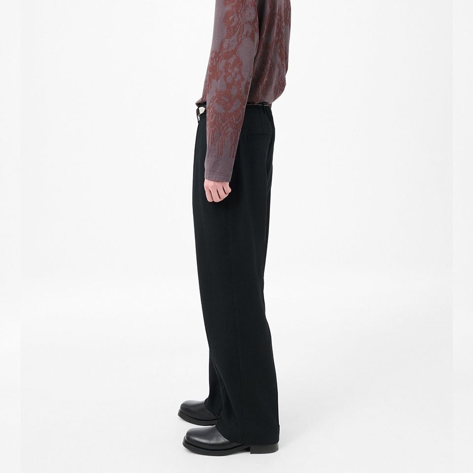 BORROWED CHINO   Coal Black Link Stripe Weave