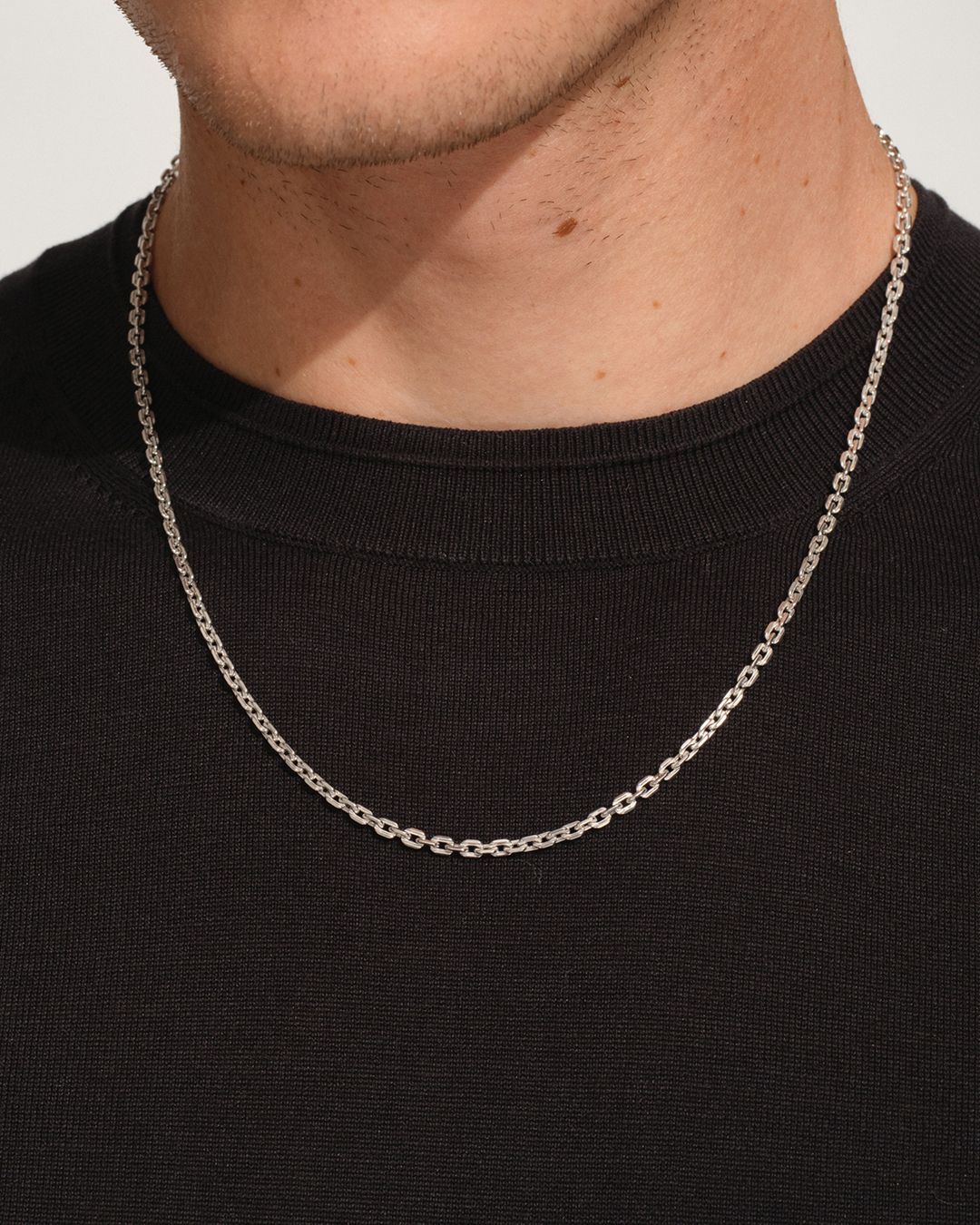 Anker Chain 20.5Inch(52.07cm) / チェーン ネックレス / 925スターリングシルバー / ホワイトロジウムメッキ (ユニセックス)