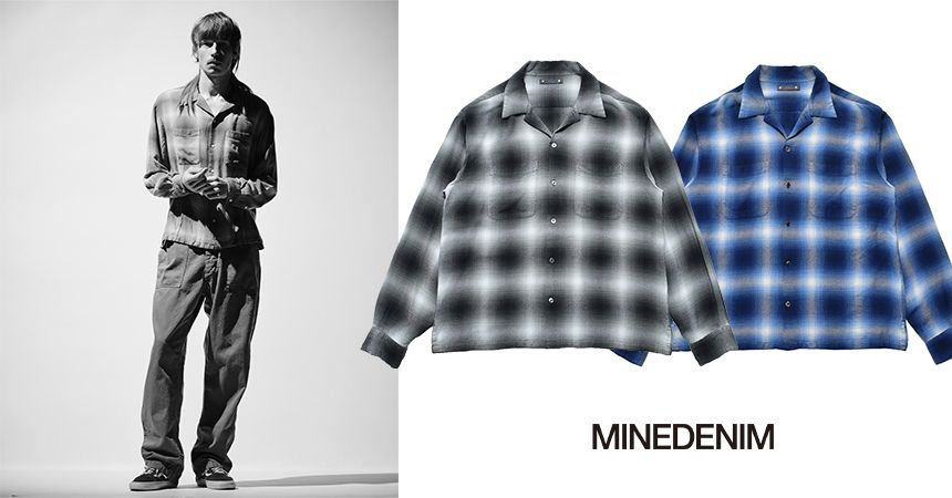 MINEDENIM <R.Flannel Ombre Open Collar SH>