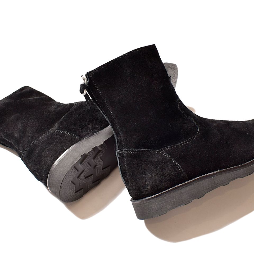 MINEDENIM - Suede Leather Back Zip Boots Black | River