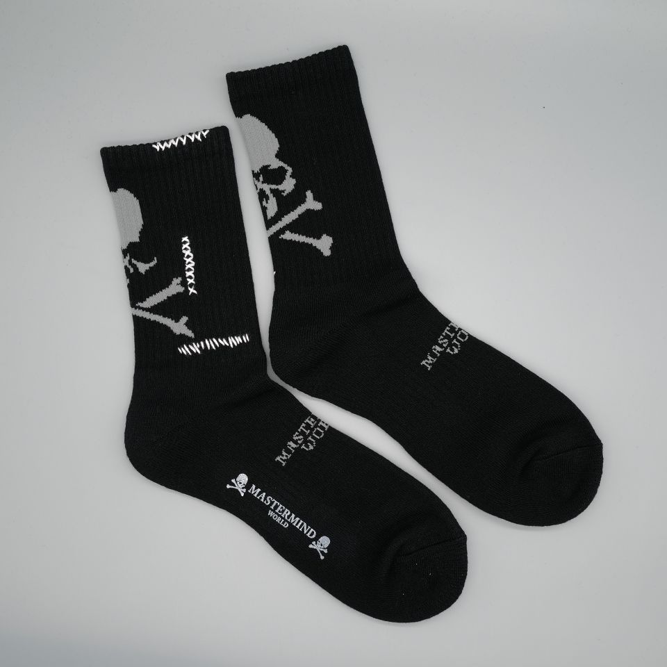 【MASTERMIND WORLD】 STITCH CREW SOCKS  BLACK