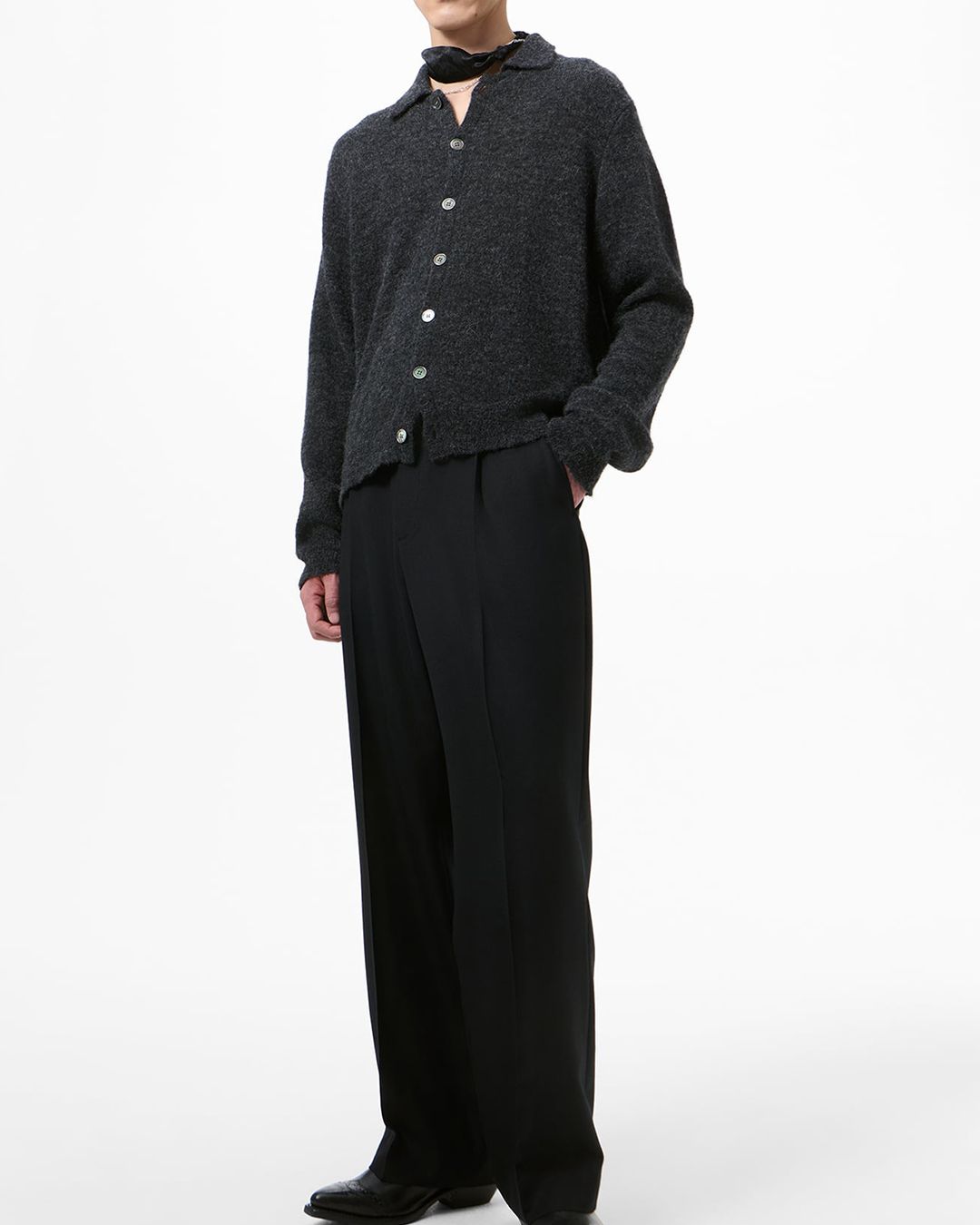 EVENING POLO  Charcoal Melange Fuzzy Alpaca