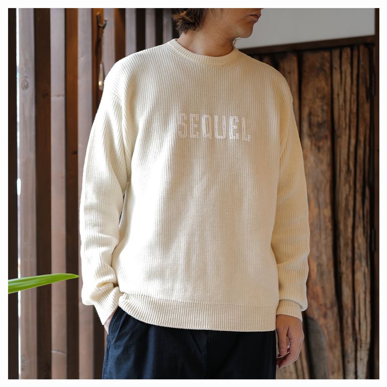SEQUEL - SQ-24AW-KN-03 LOW GAUGE CREW NECK KNIT WHITE | River
