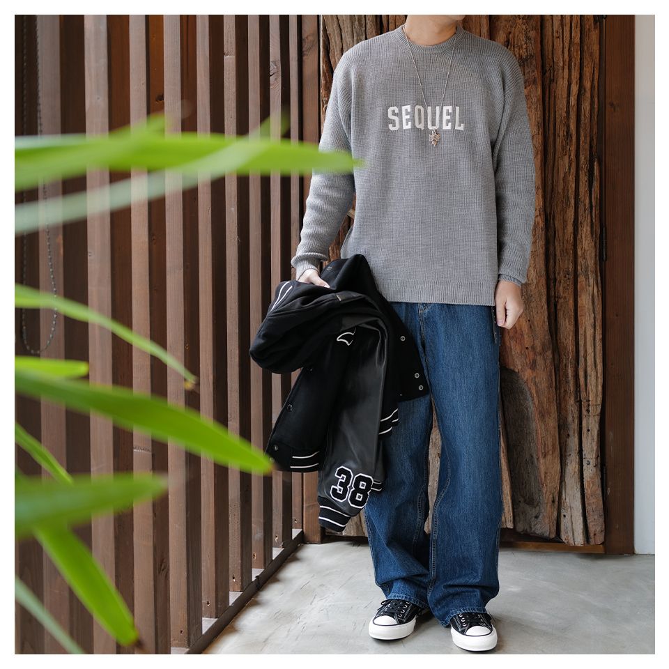 SEQUEL - SQ-23AW-KN-04 LOW GAUGE CREW NECK KNIT GRAY | River