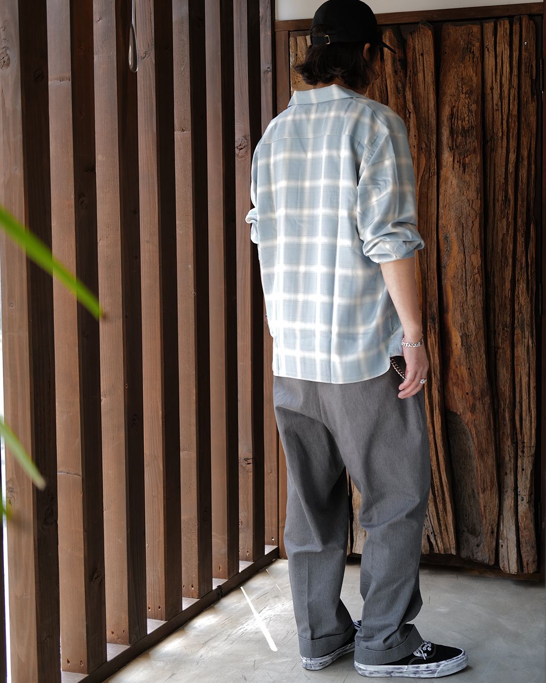 OMBRE CHECK LONG SLEEVE SHIRT [SAXE]