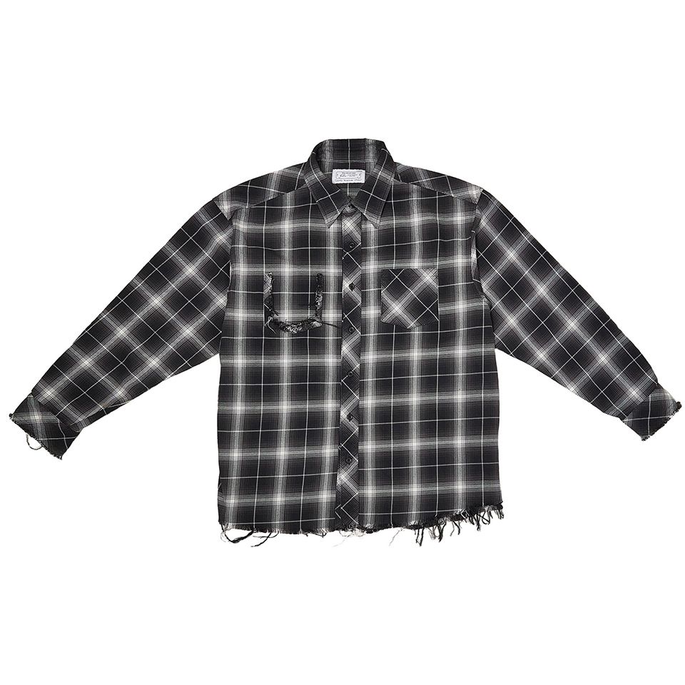 【Rafu】 Antiqued shirt  Black