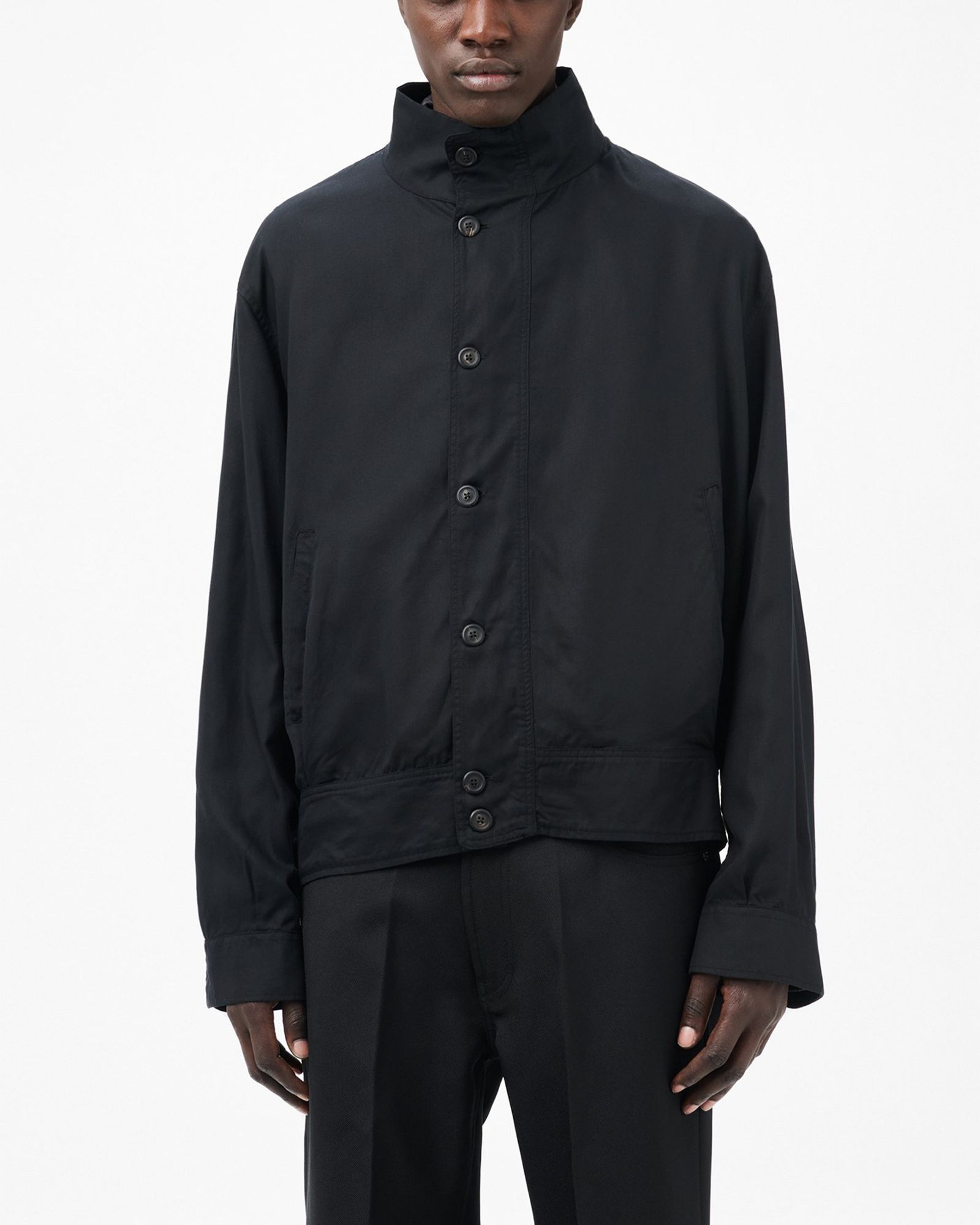 MOCK BOMBER   Draping Black Lyocell