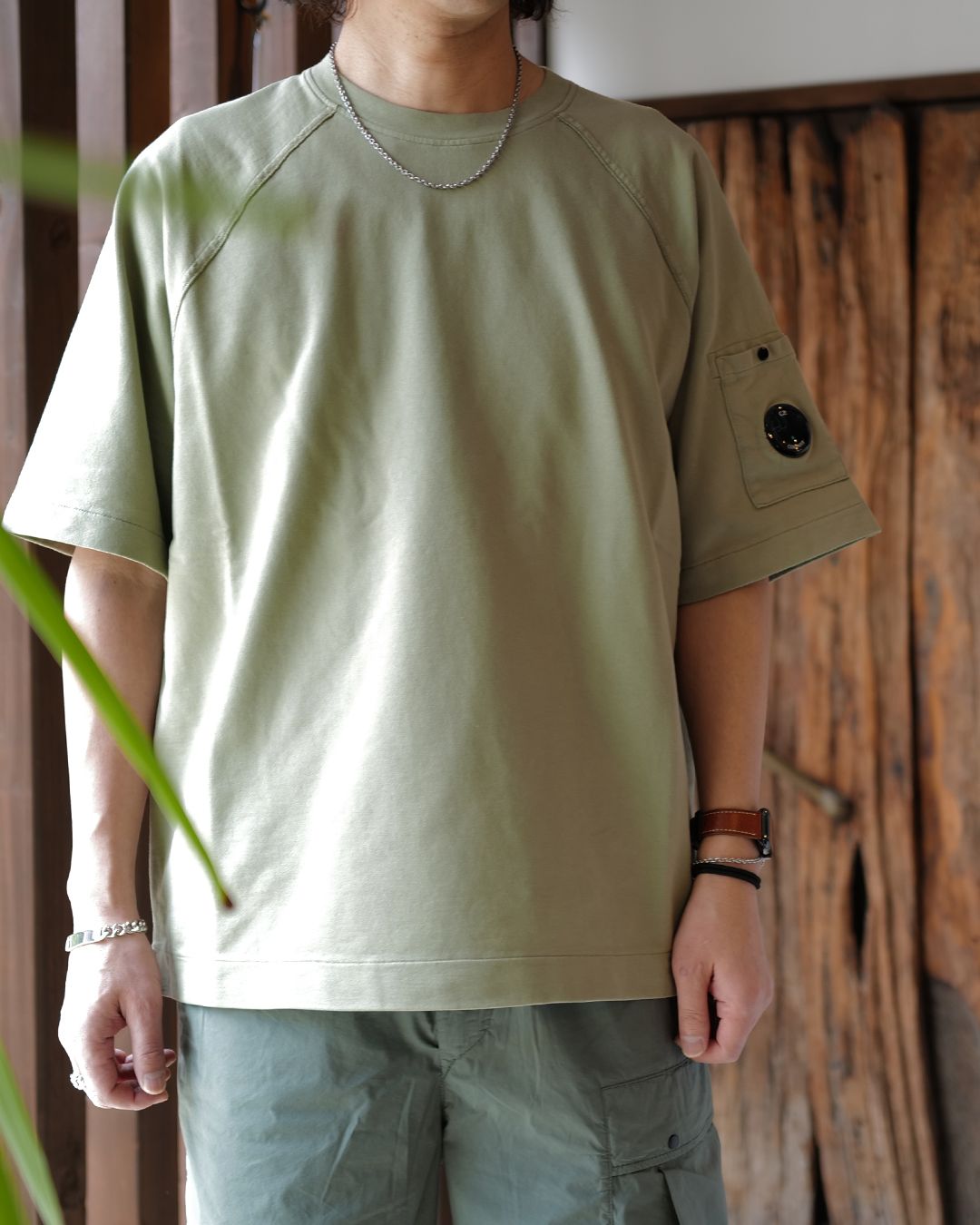 LIGHT FLEECE SHORT SLEEVE SWEATSHIRT  [MOSS GRAY]