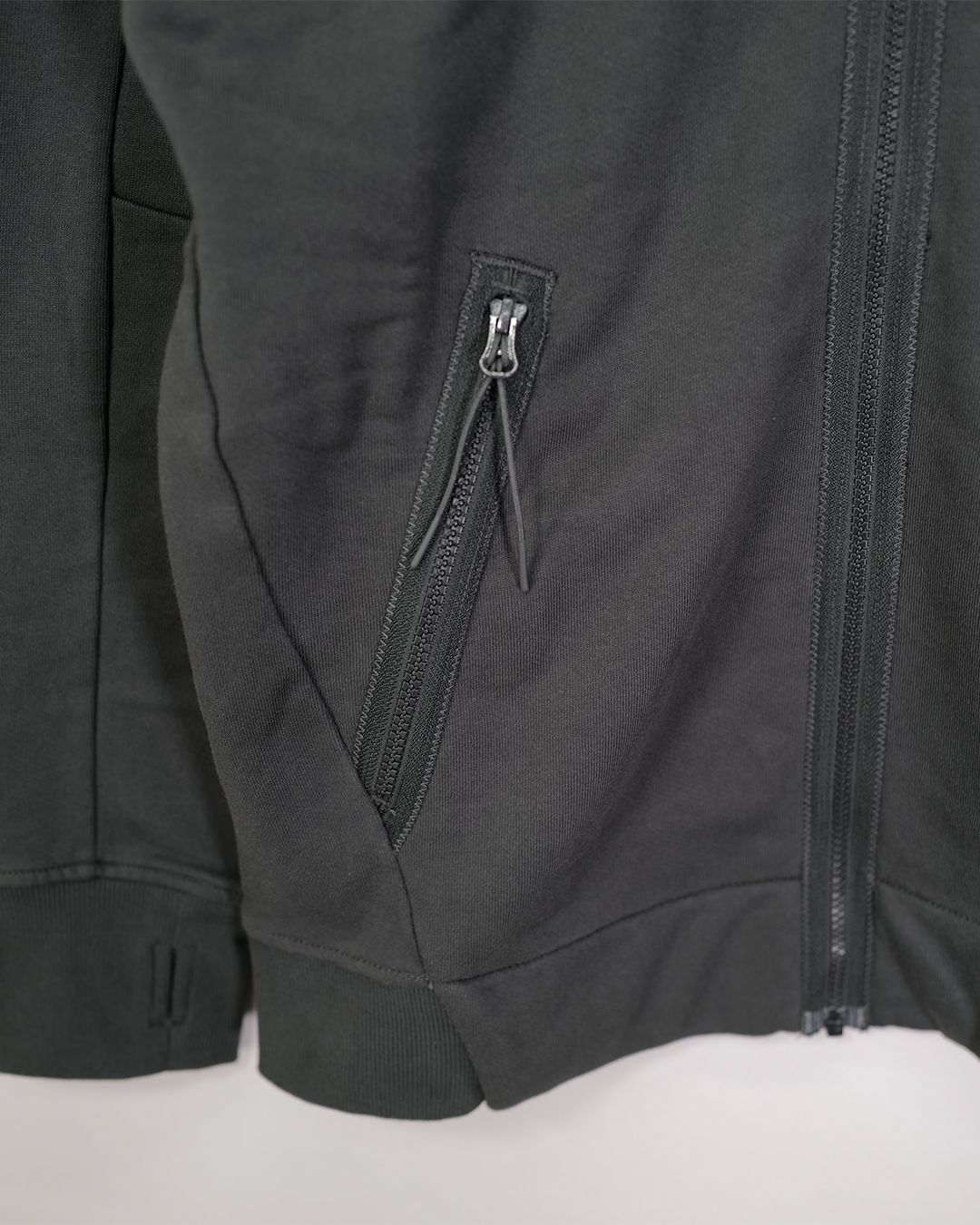 Diagonal Raised Fleece Goggle Zip Sweatshirt RAVEN