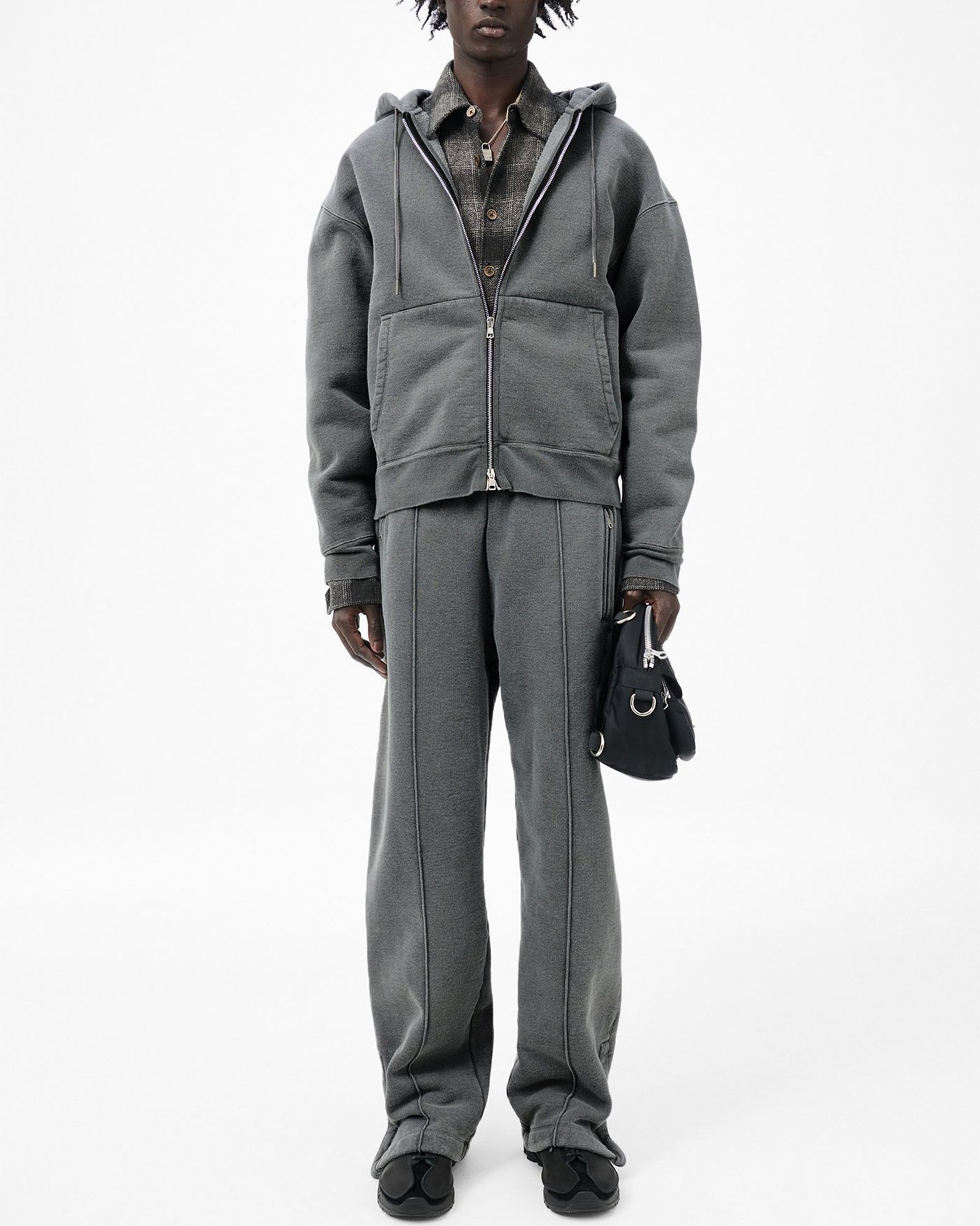 TRACK PANTS   Worn Black Hefty Fleece