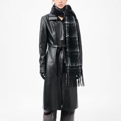 ESTATE SCARF  Black Fuzzy Alpaca Check