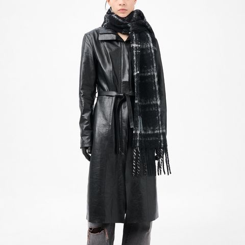 ESTATE SCARF  Black Fuzzy Alpaca Check