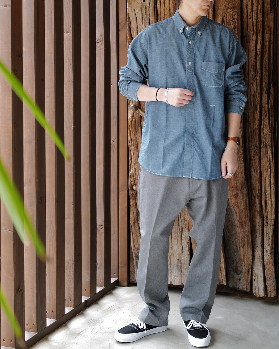 CHAMBRAY LONG SLEEVE SHIRT [BLUE]