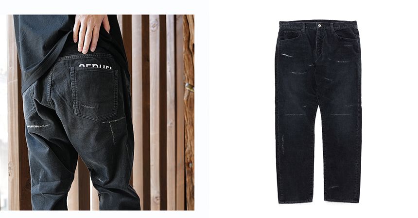 トラディショナルウェザーウエア SEQUEL DAMEGE DENIM PANTS BLACK