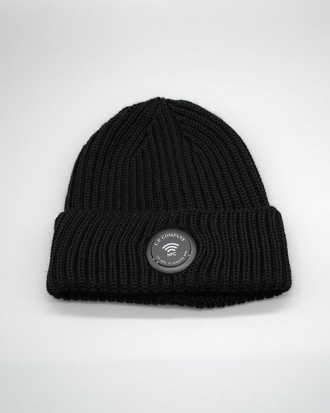 ACC KNIT CAP IN EF WOOL BLACK .