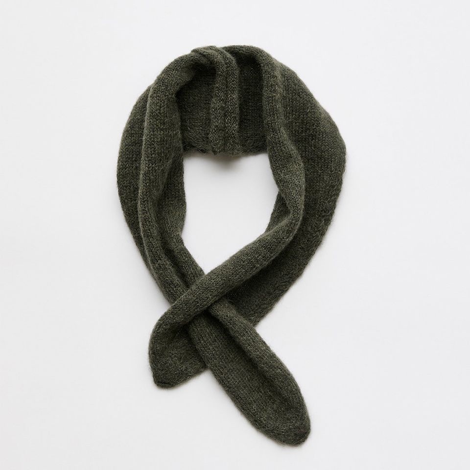 MINIATURE SCARF  Moss Green Fuzzy Alpaca