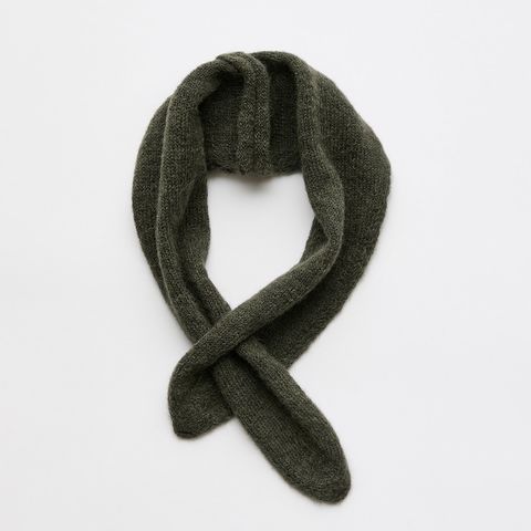 MINIATURE SCARF  Moss Green Fuzzy Alpaca
