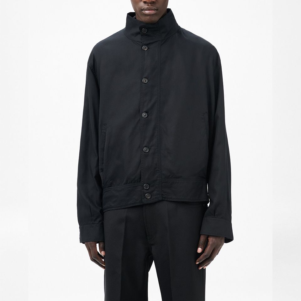 MOCK BOMBER   Draping Black Lyocell