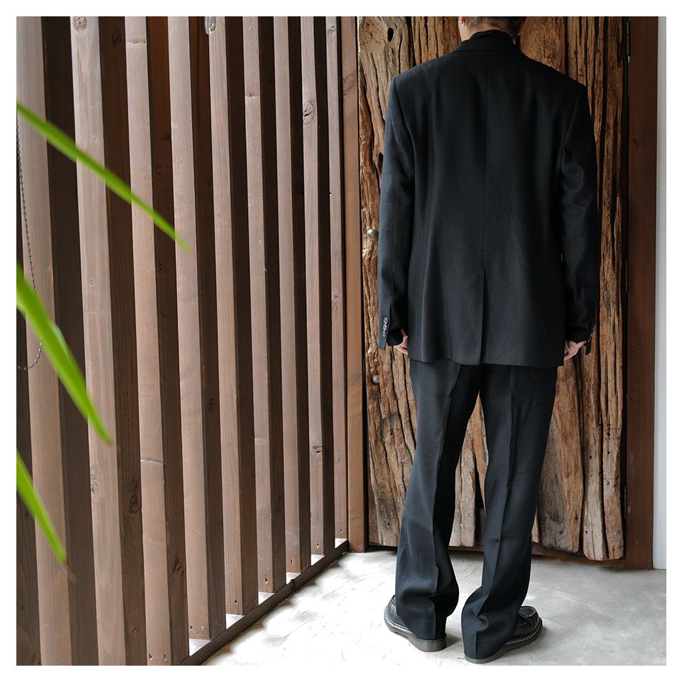 BORROWED CHINO   Coal Black Link Stripe Weave