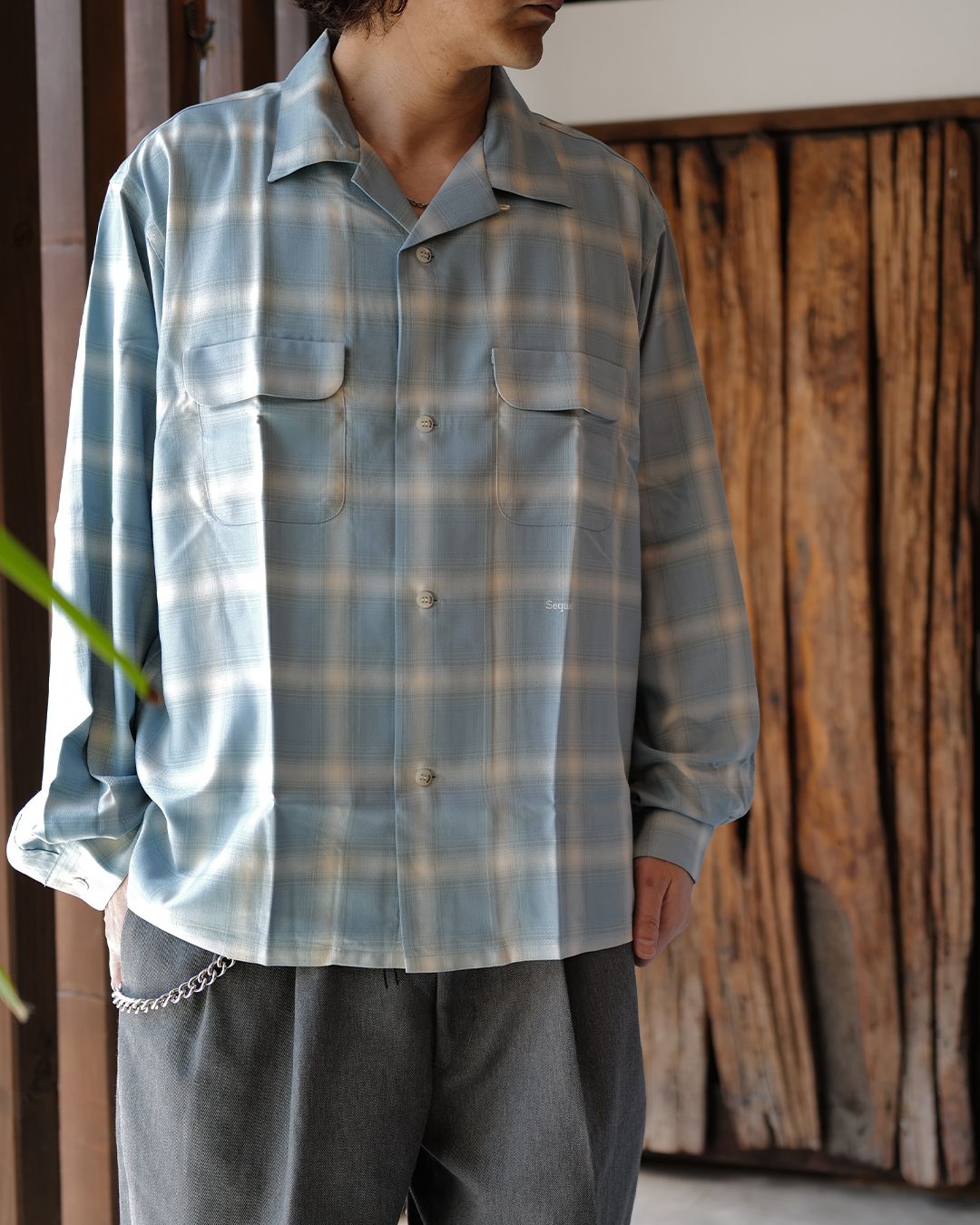 OMBRE CHECK LONG SLEEVE SHIRT [SAXE]