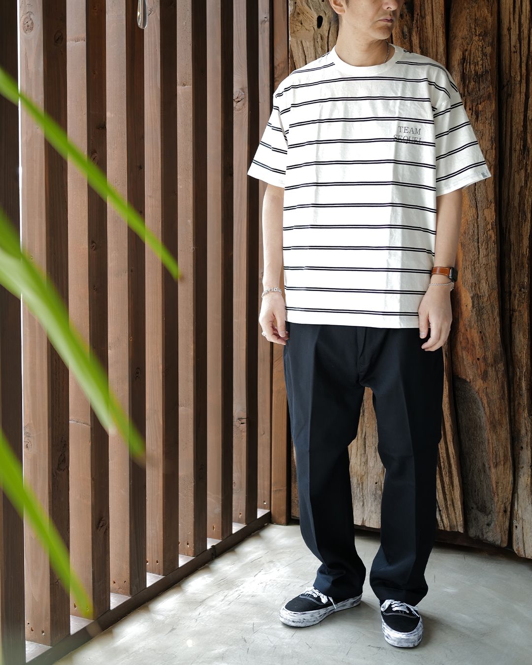 BORDER T-SHIRT  [WHITE x BLACK]