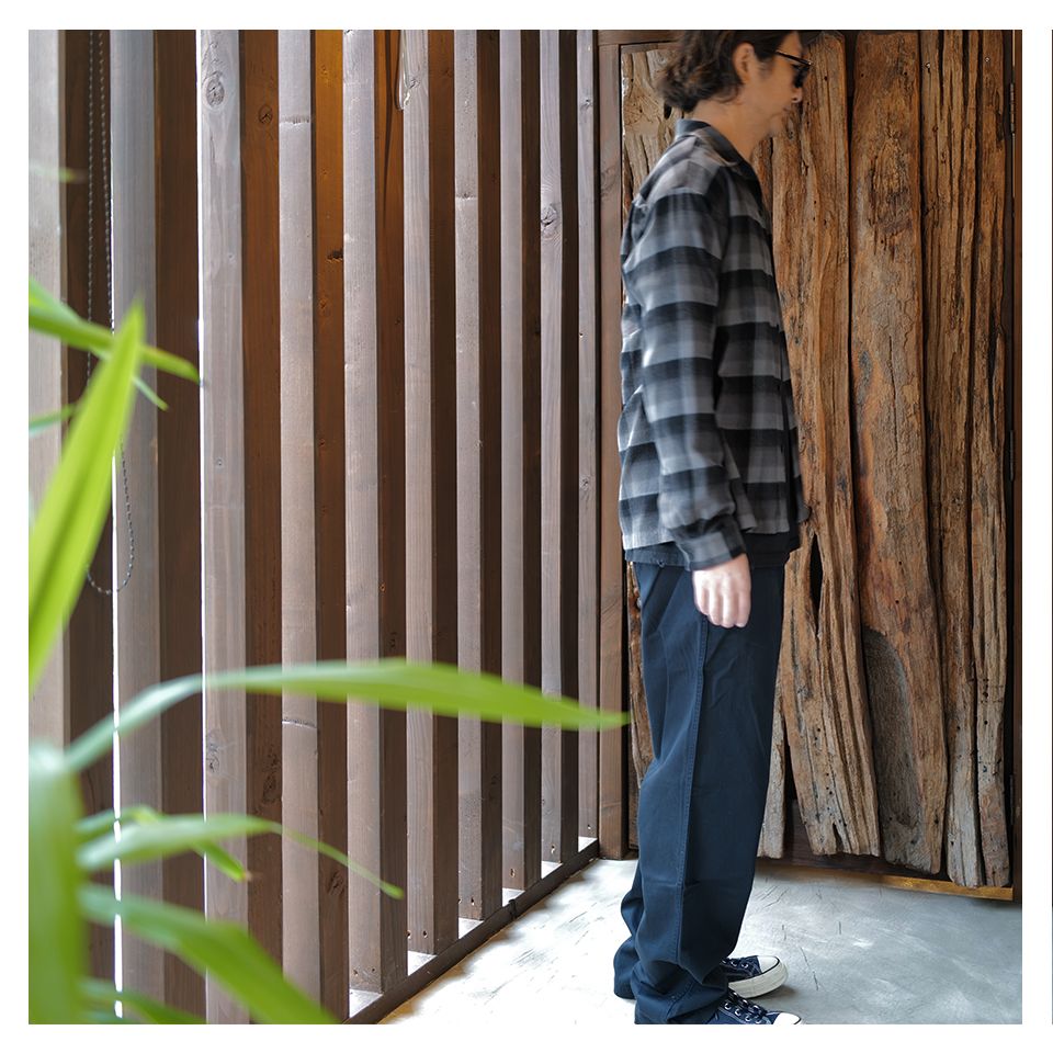 【Last1 Size2】C.R Flow Ombre Check Open Collar L/S SH