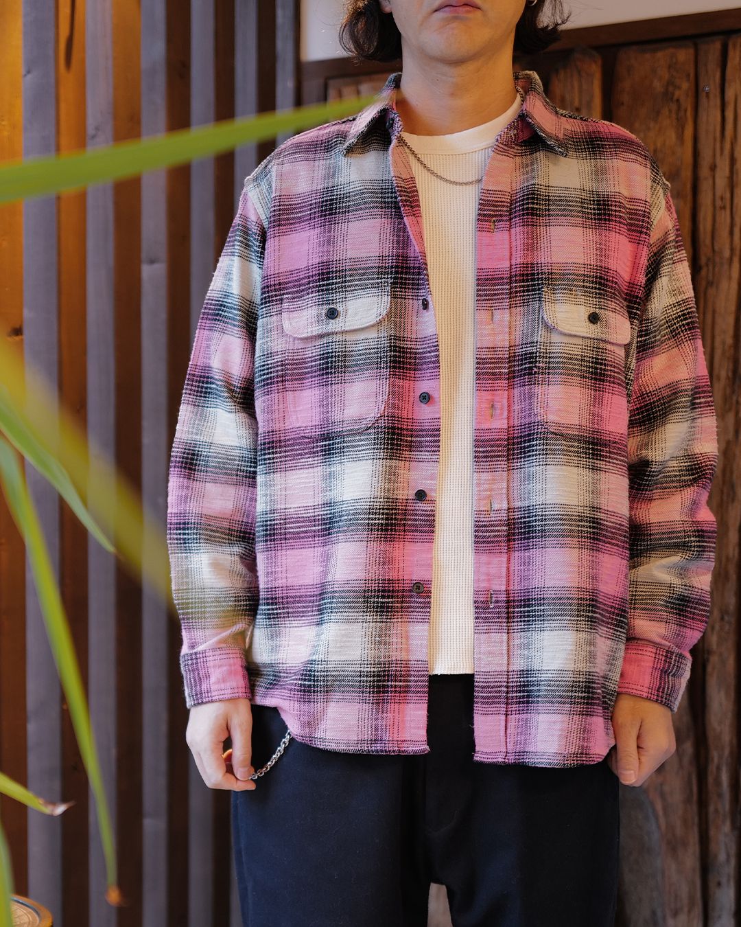 Heavy Cotton Flannel Ombre Work Shirt   PNK