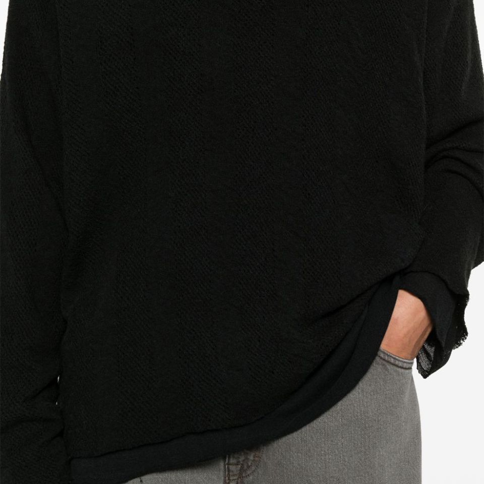 OUR LEGACY - DOUBLE LOCK LONGSLEEVE Black Crochet Stripe | River OUR LEGACY - DOUBLE LOCK LONGSLEEVE Black Crochet Stripe | River