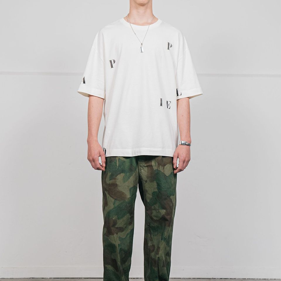 【LAST1 L】OVERSIZED T-SHIRT Light Ecru  [HAND STENCILLED LETTERS]